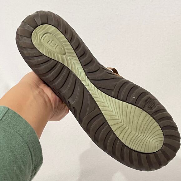 JBU Memory Foam Sandals Womens 11 M Brown Cushioned Comfort Arch Support - Picture 2 of 10